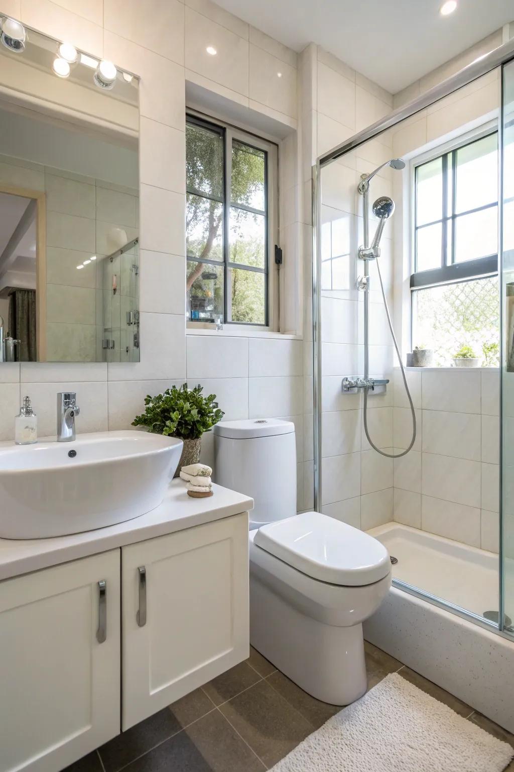 Eco-friendly fixtures saving water.