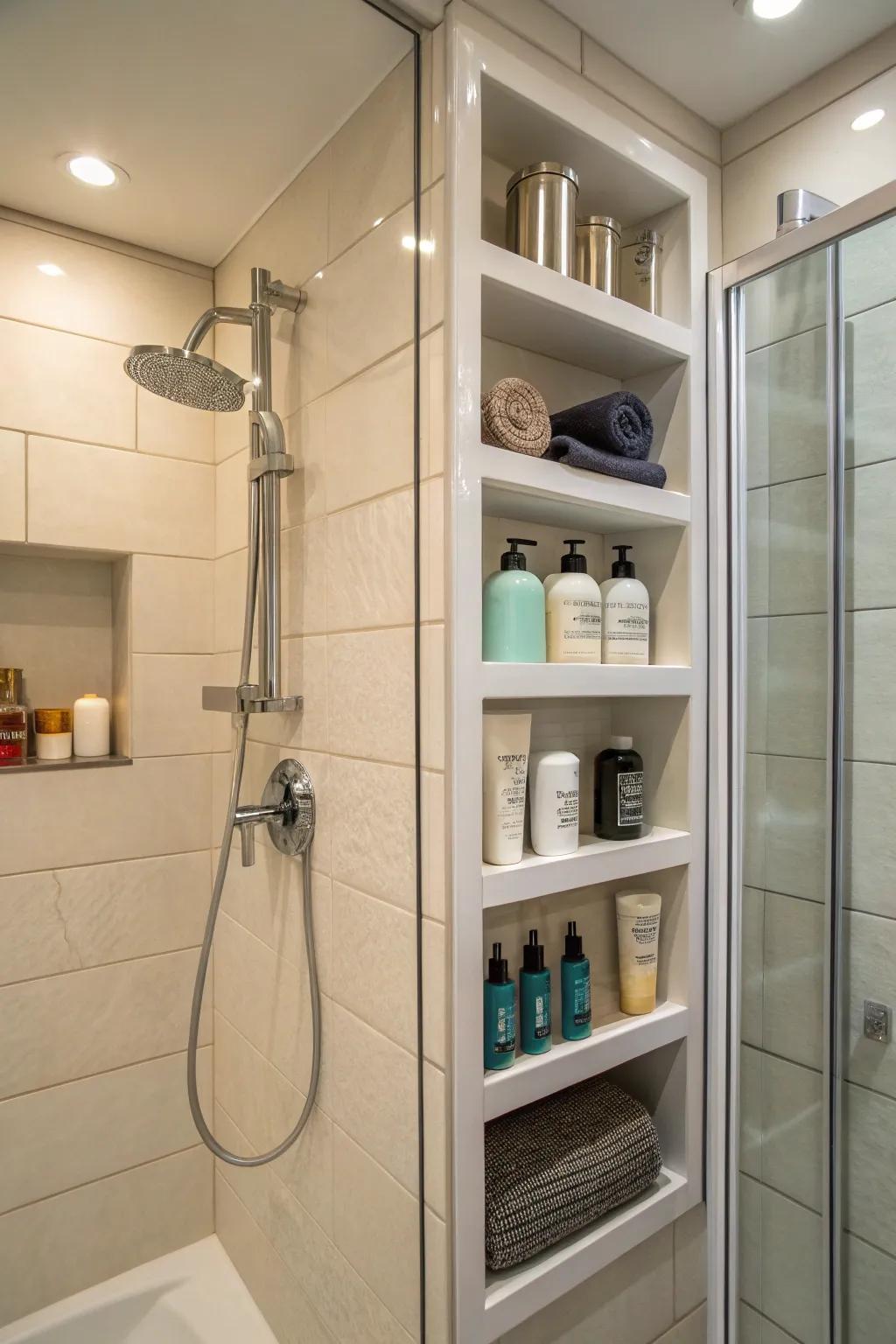 Area-saving elegance using inset shelving.