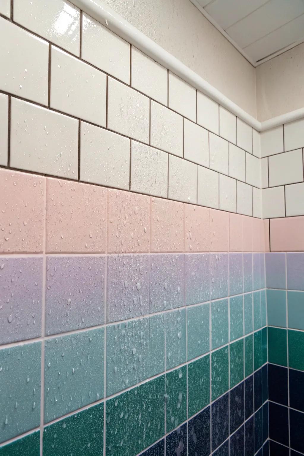 Gradient designs add a captivating gradient effect to the shower.