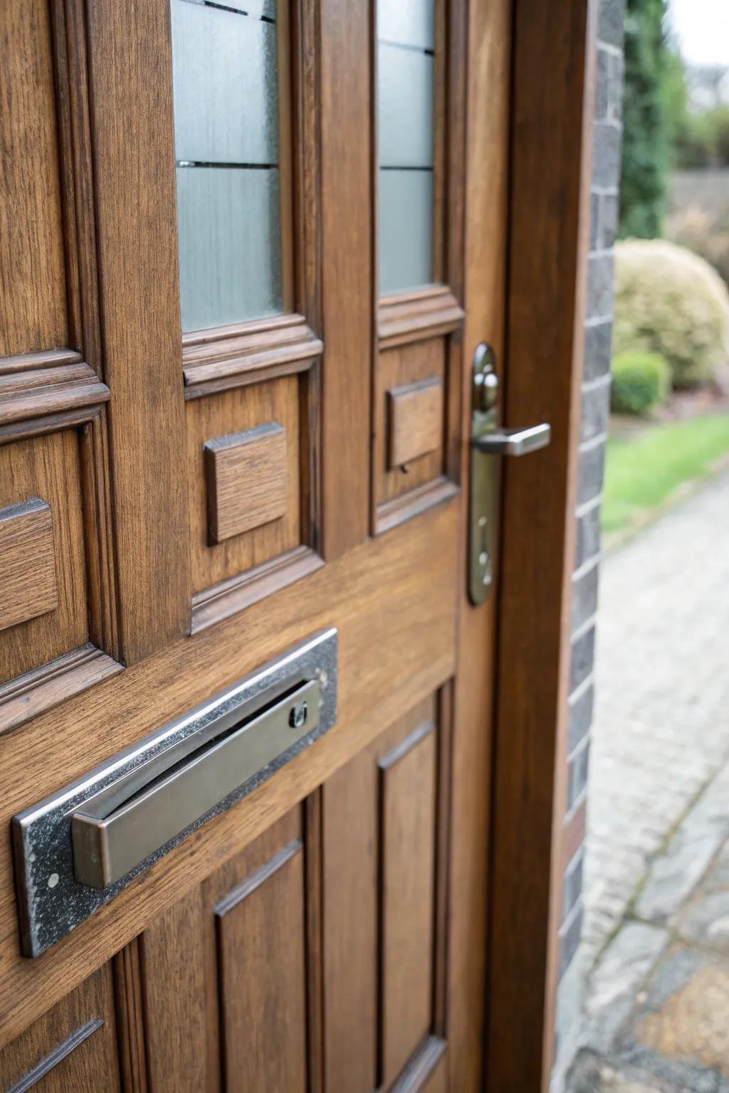 A mail slot providing convenience and maintaining a tidy entrance.
