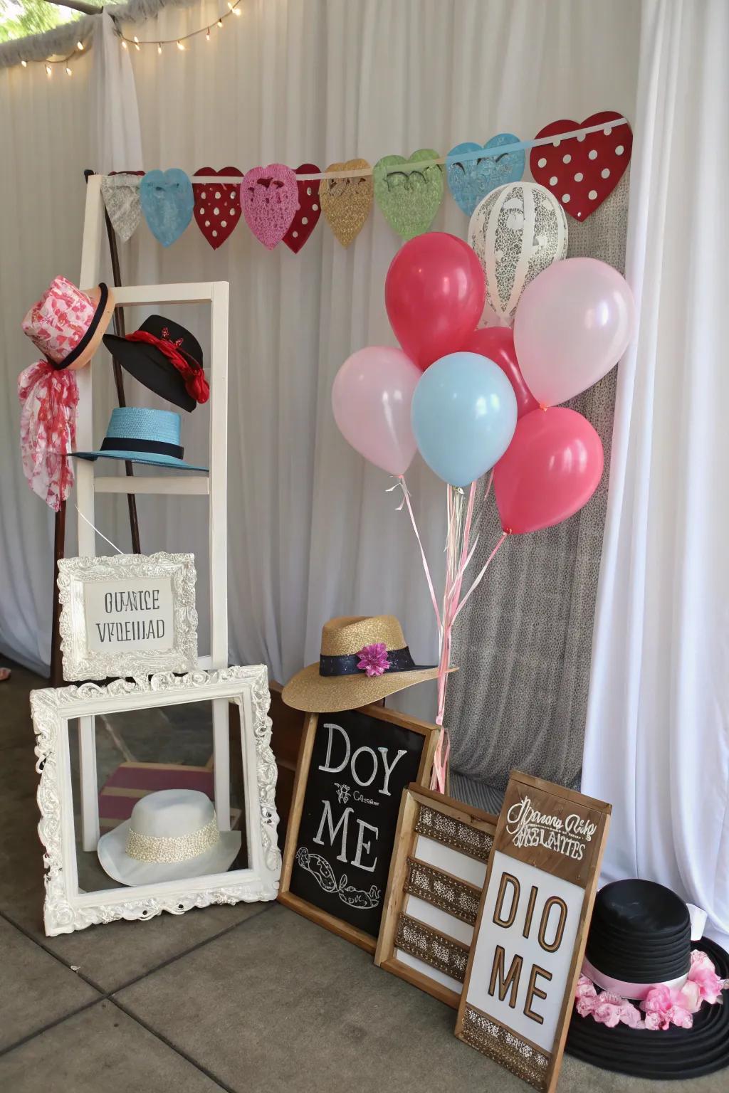 A DIY photo booth adds fun and personal touch to the wedding.