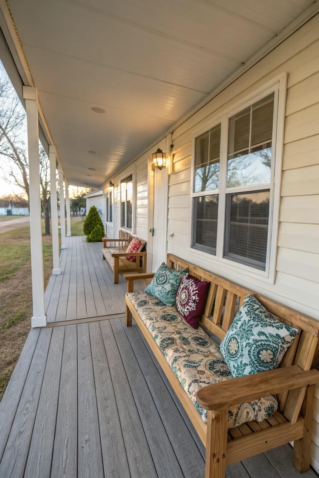 Integrated seating offers seating and storage.