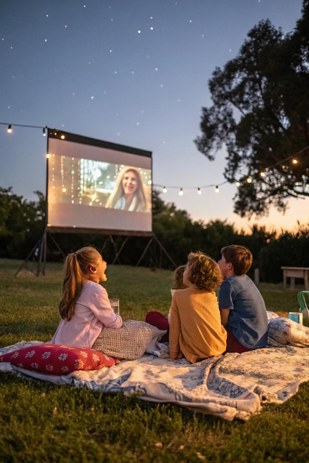 An outdoor movie night under the stars offers an unforgettable experience.