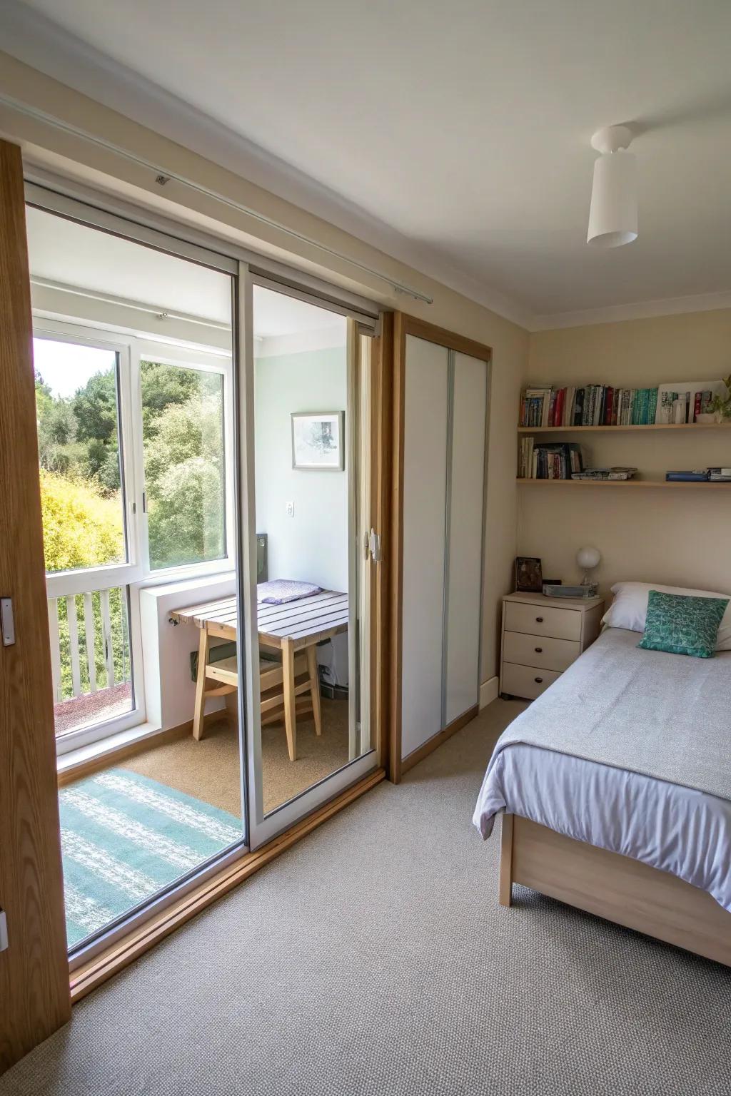 Sliding doors add style and save space.