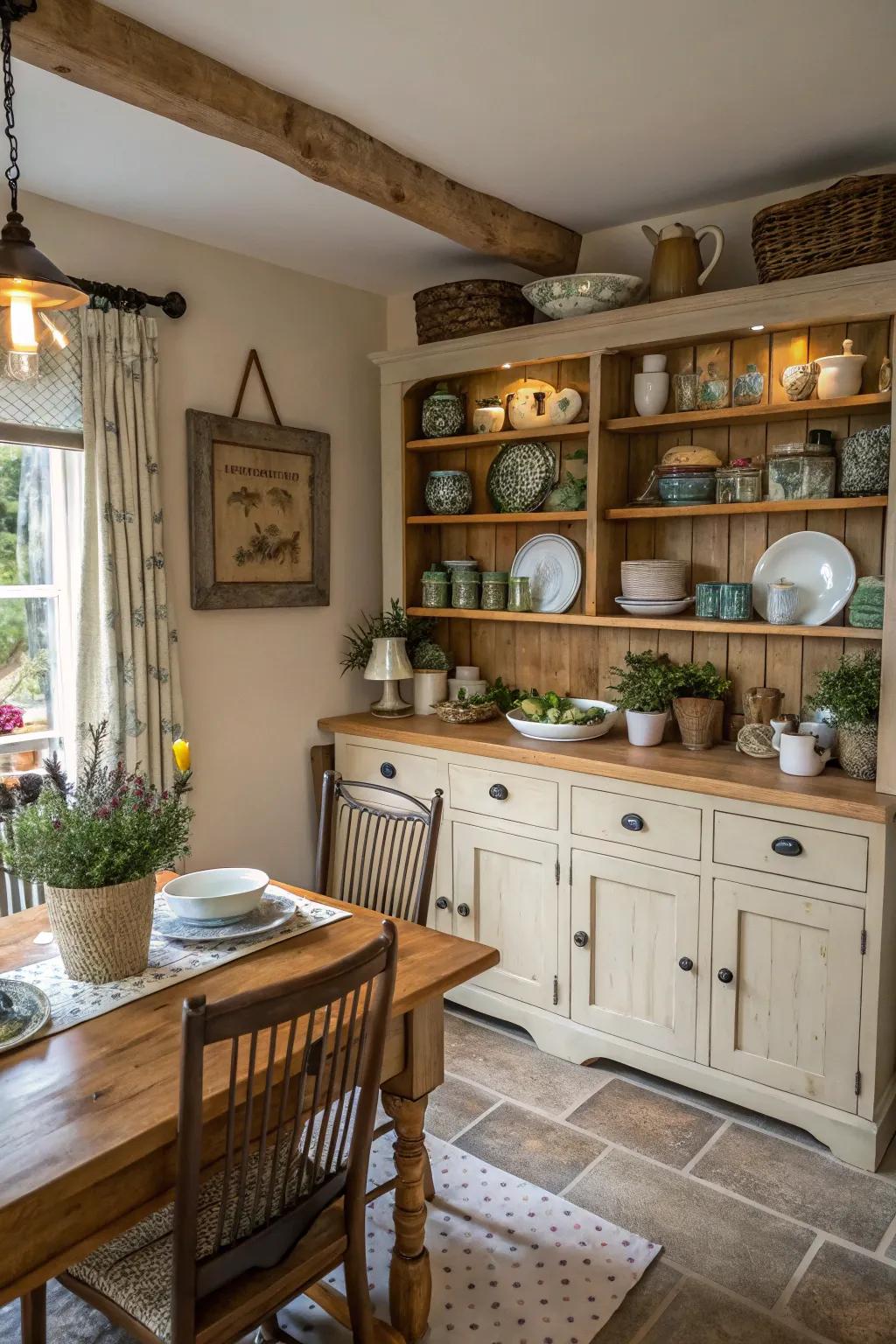 Open shelving blends storage with style.