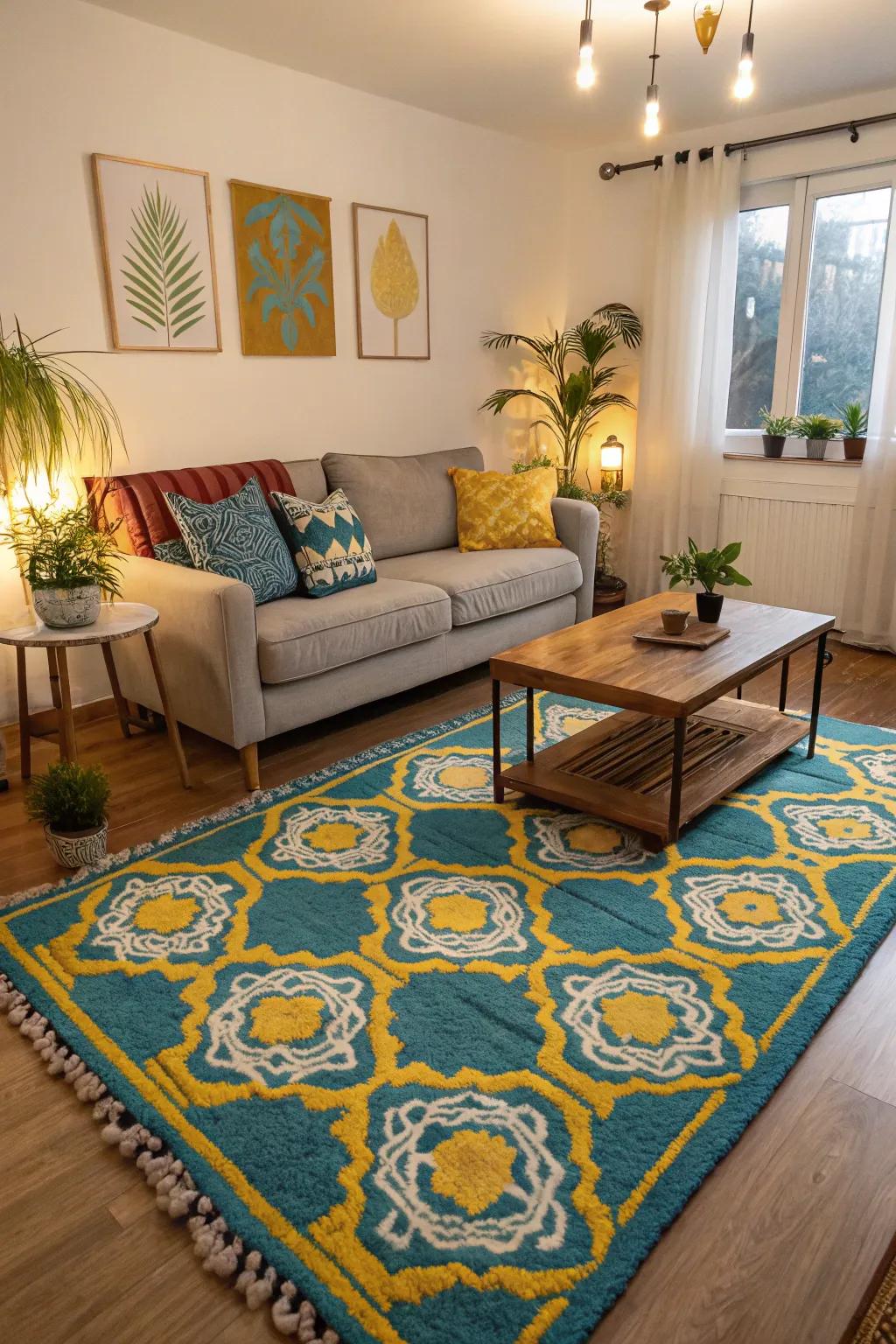 A rug that stands out can tie your room together.