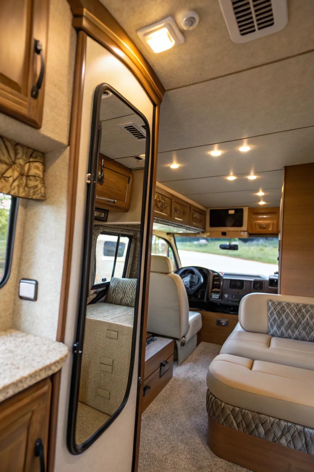 Mirrors can make your RV feel bigger and brighter.