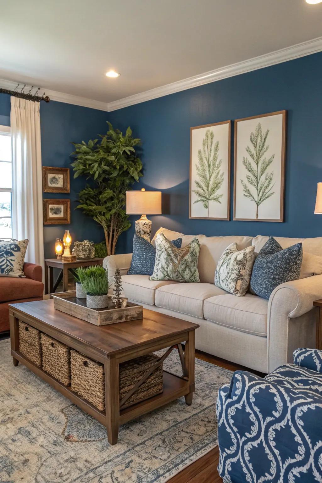 A bold accent wall that infuses a vibrant touch to a Southern living space.