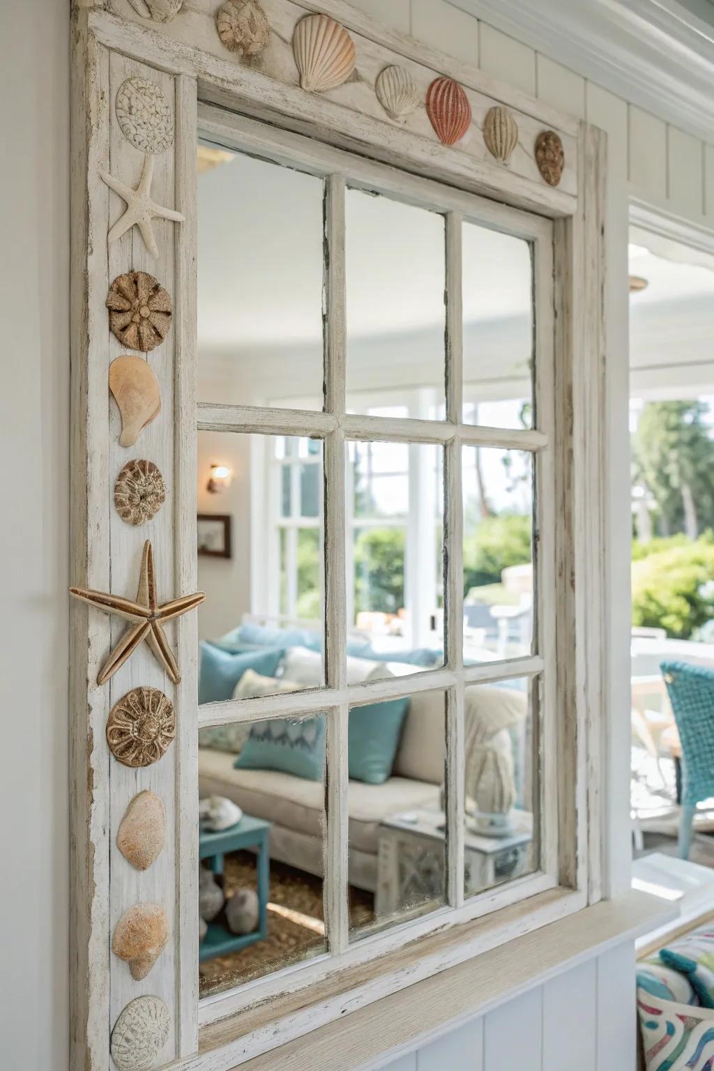 Coastal-themed trim cultivates a refreshing and airy environment.