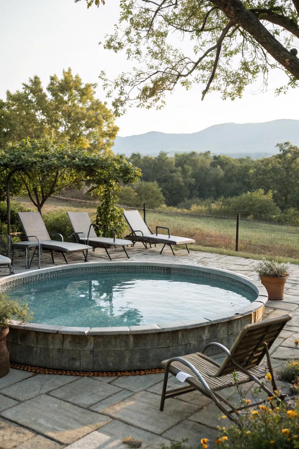 Lounge seating provides a perfect spot to relax by the pool.