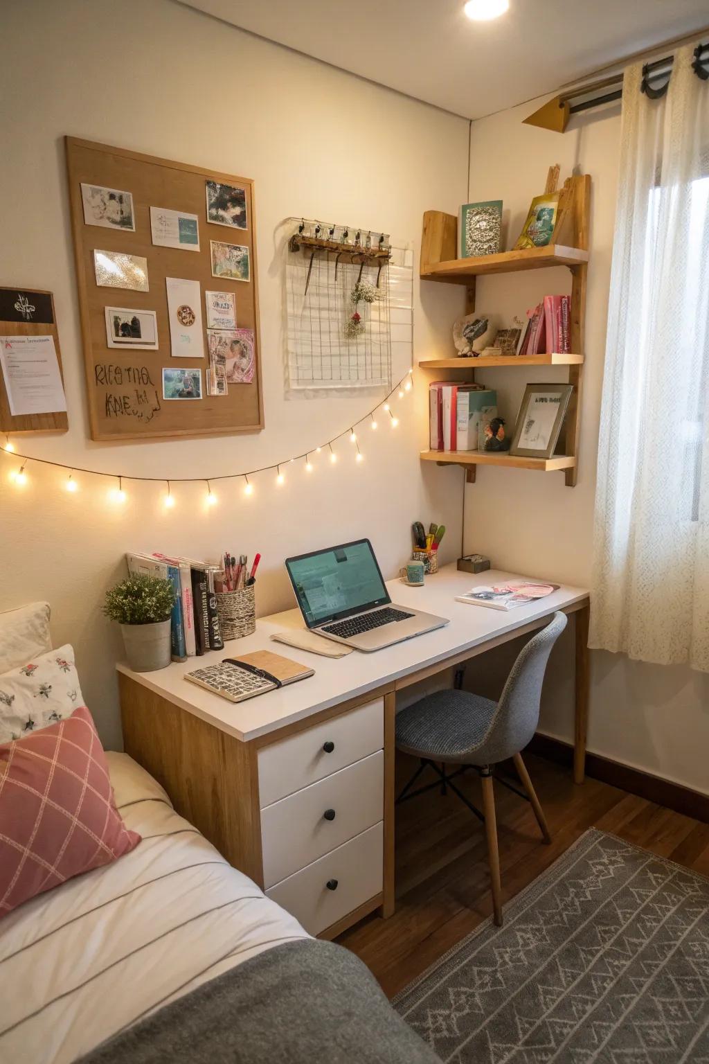 Mountable desks are ideal for compact workspaces.