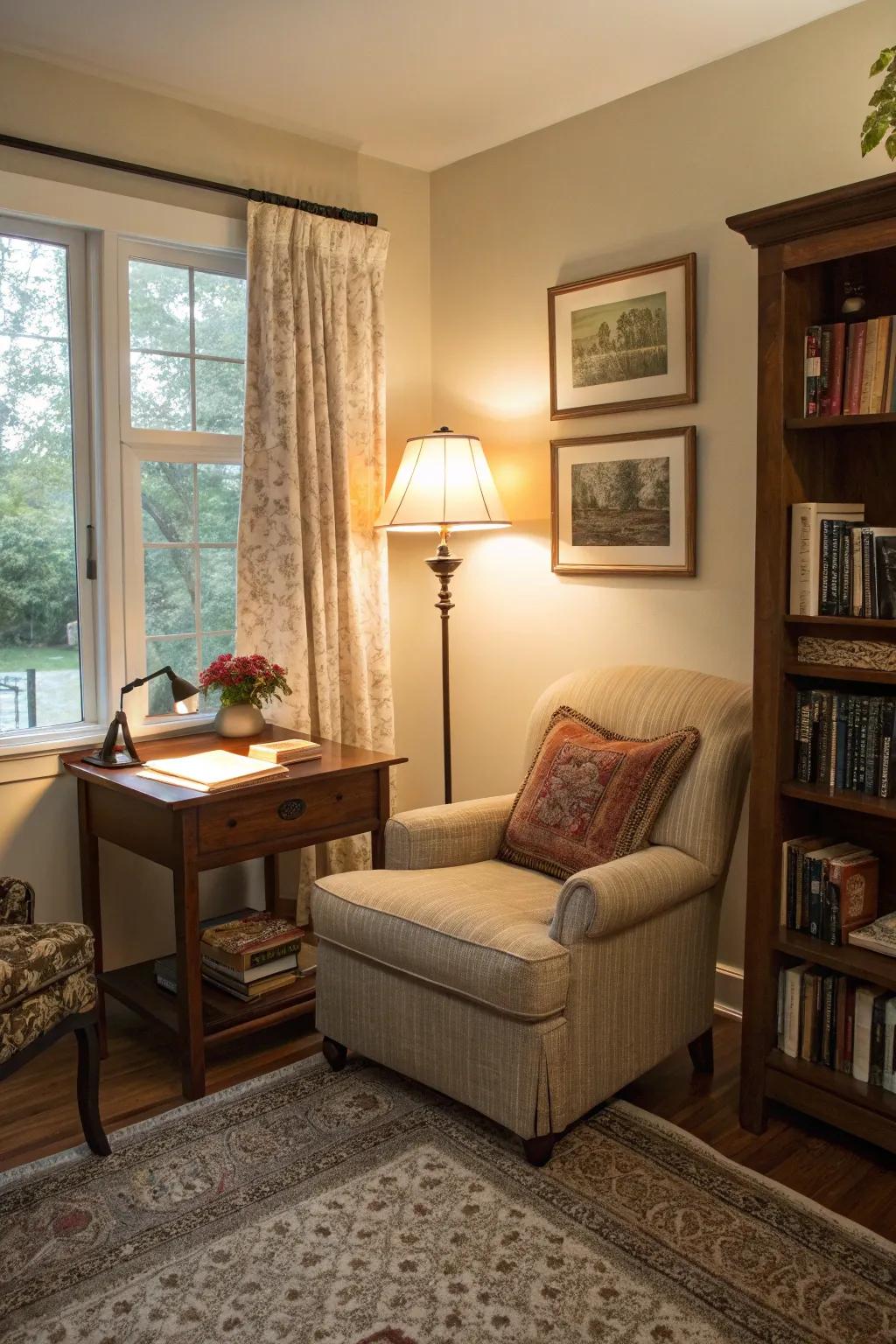 A calm nook enhances attentiveness and focus.