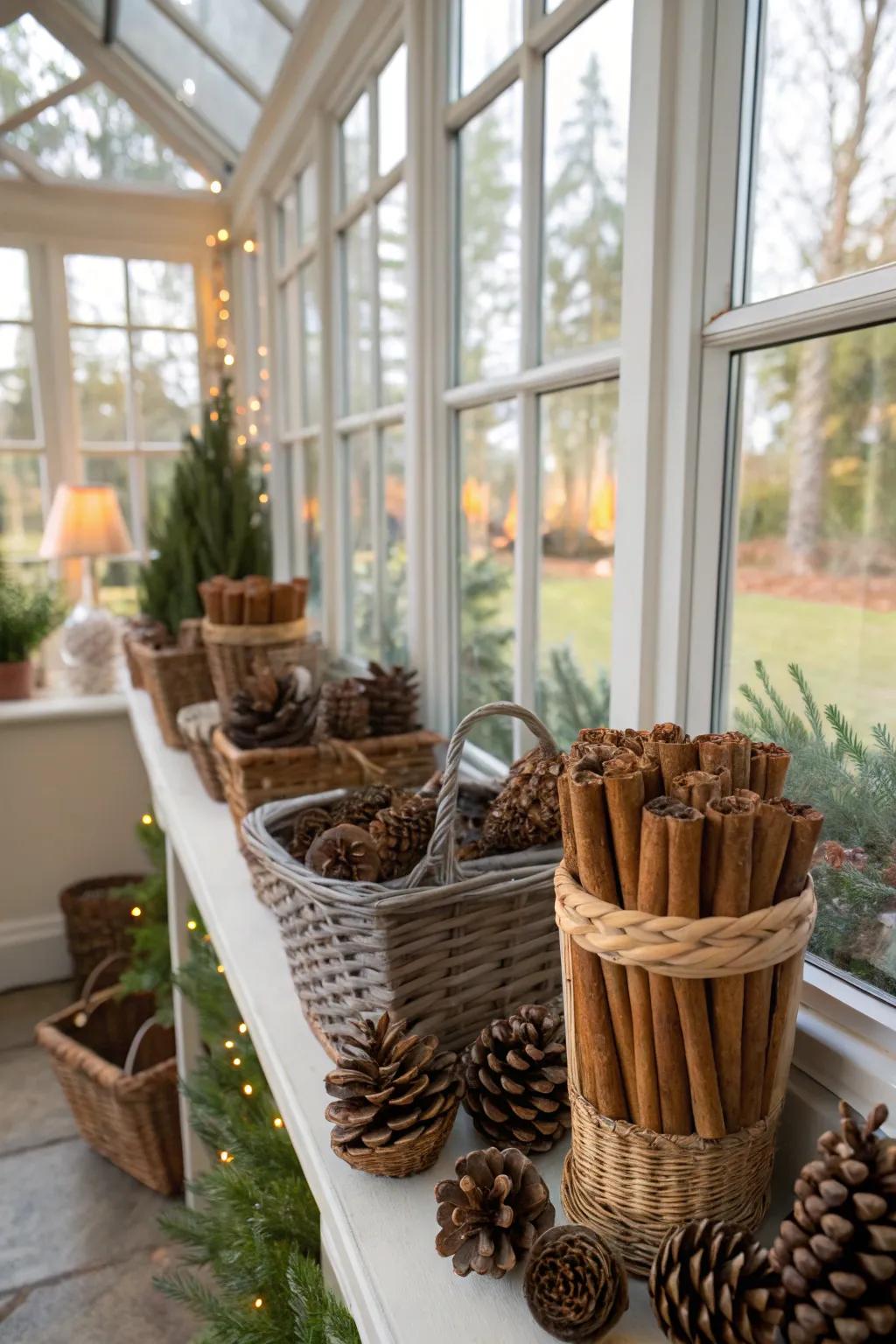 Festive fragrances enhance the holiday setting.