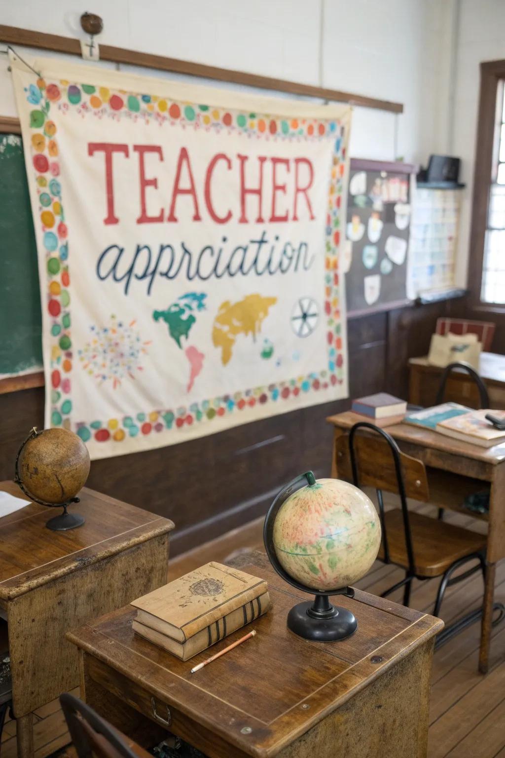 A nostalgic banner with vintage school supplies for a timeless aesthetic.