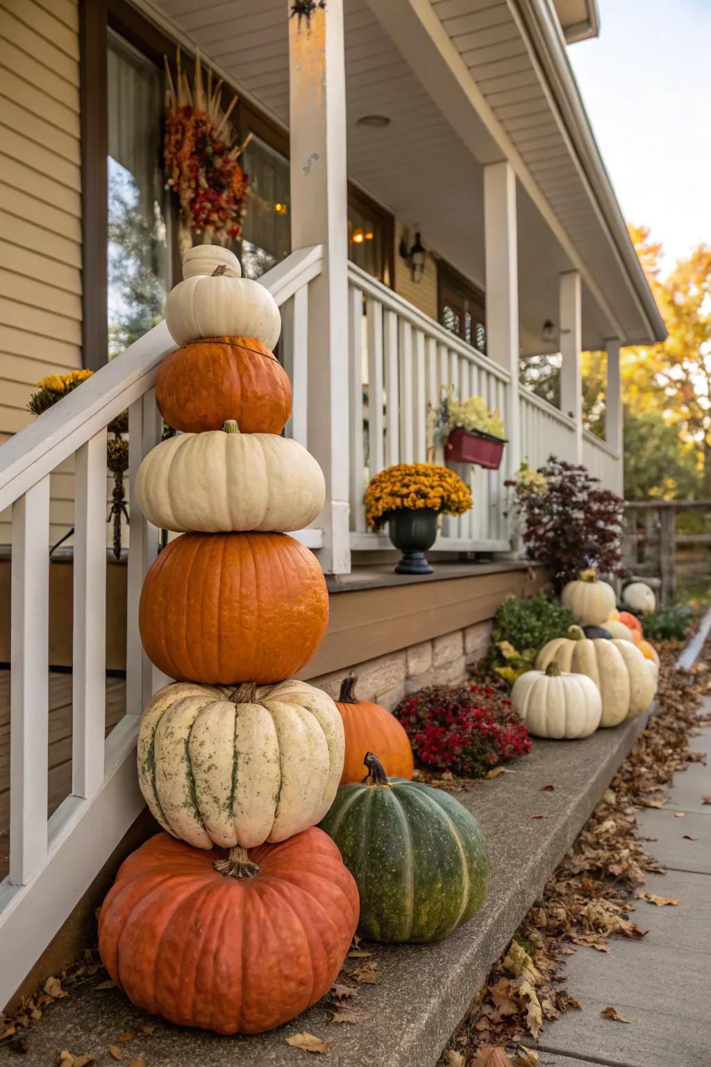 An imposing piled pumpkin showpiece for your entrance.