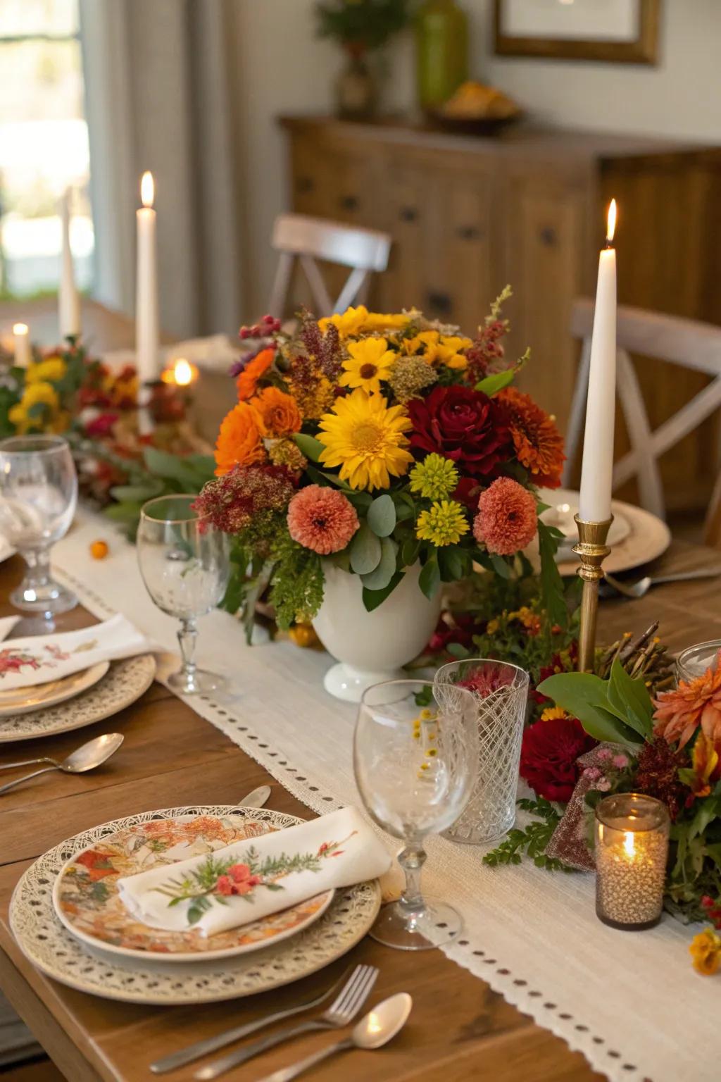 Small blooms add a fragrant sensation to your Thanksgiving table.