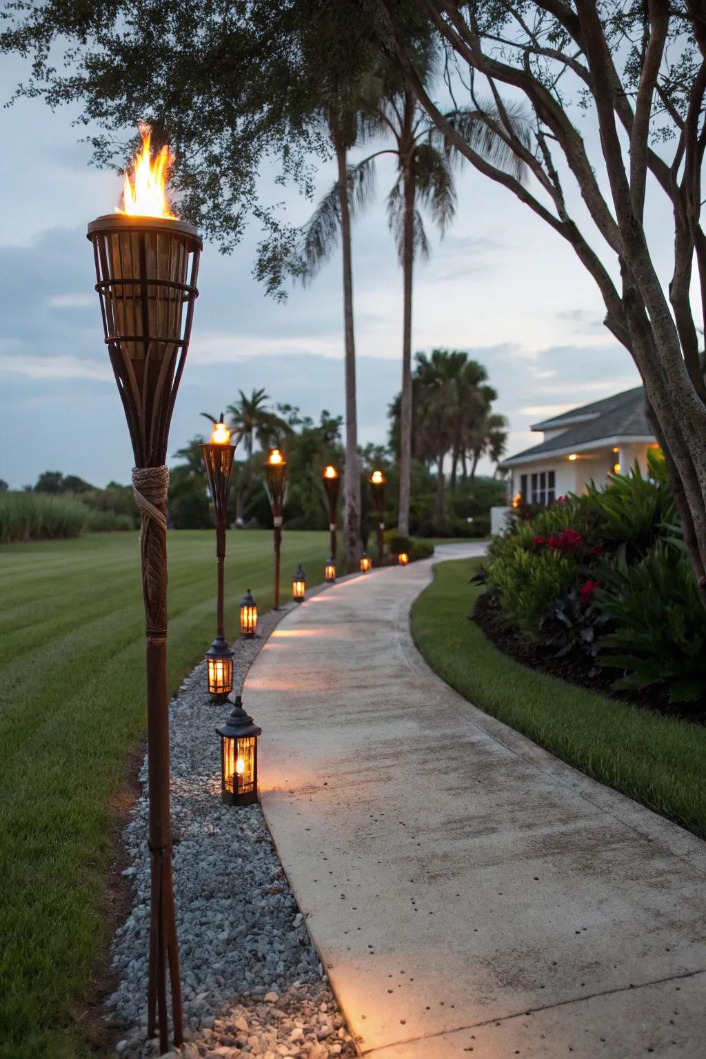 Produce a grand entrance utilizing flame poles.