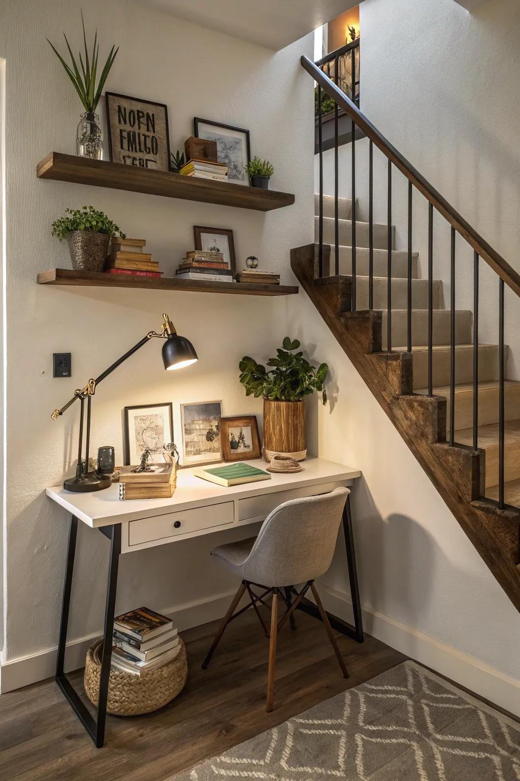 A compact workstation is perfect for small spaces.