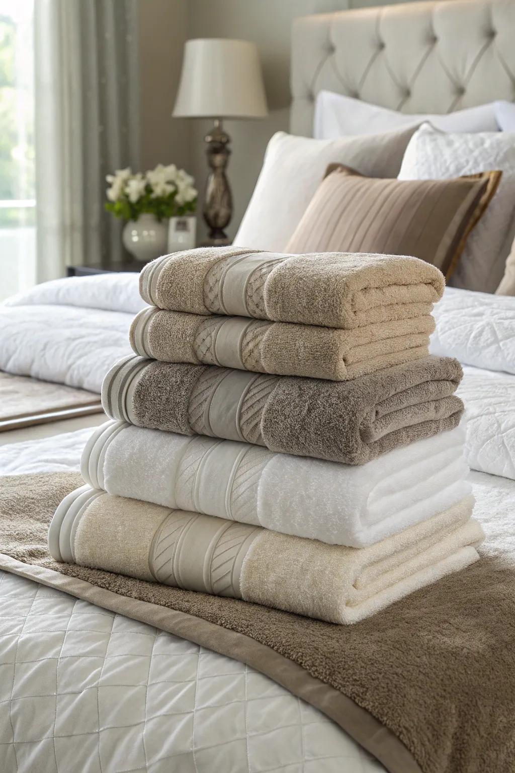 Introduce depth through tiered extravagant textile displays.