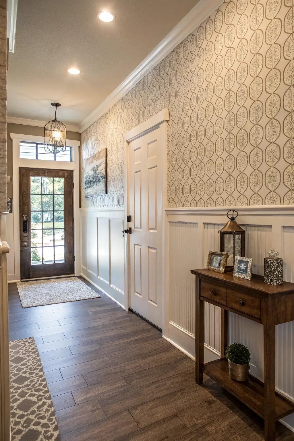 Textured wall designs provide interest and depth to your entryway.