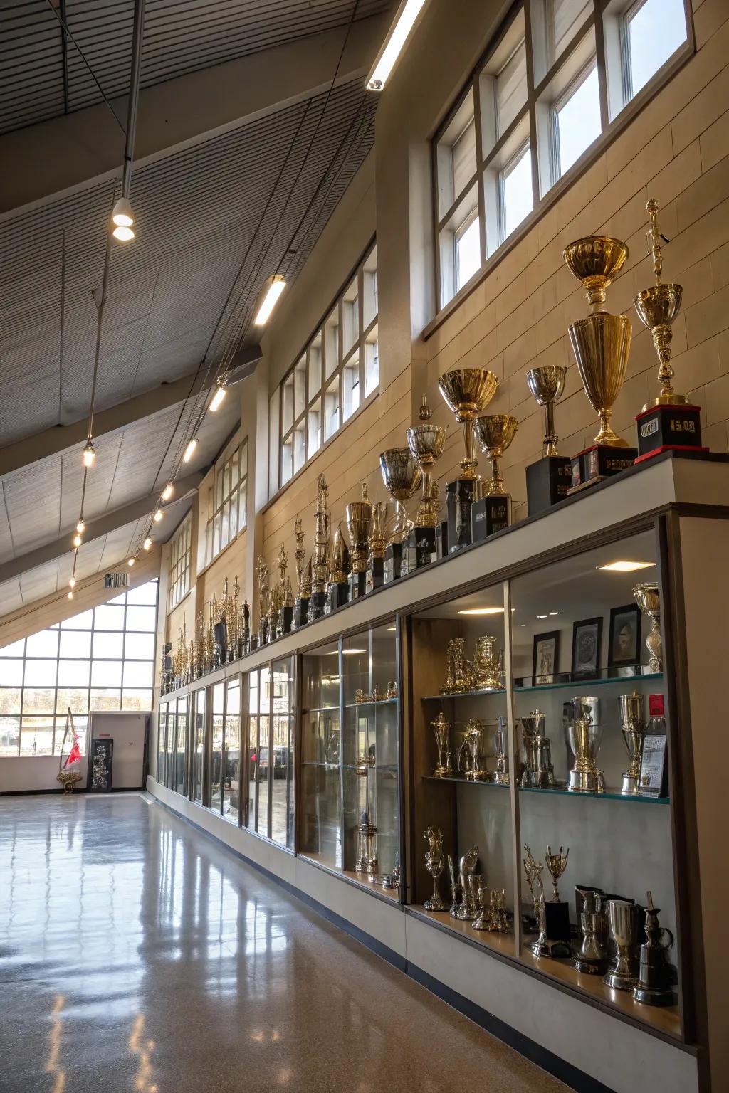 Ceiling shelves for large trophy collections