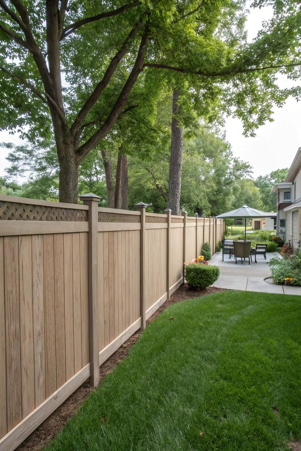 Plastic fences offer versatility and low maintenance.