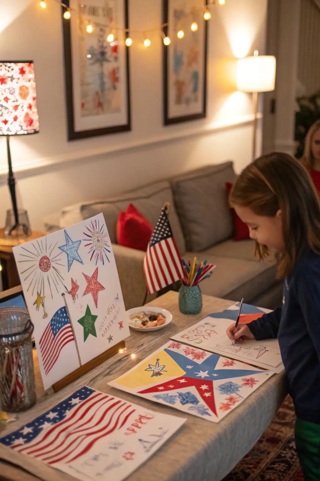 Children’s artwork imparting a personal aspect.