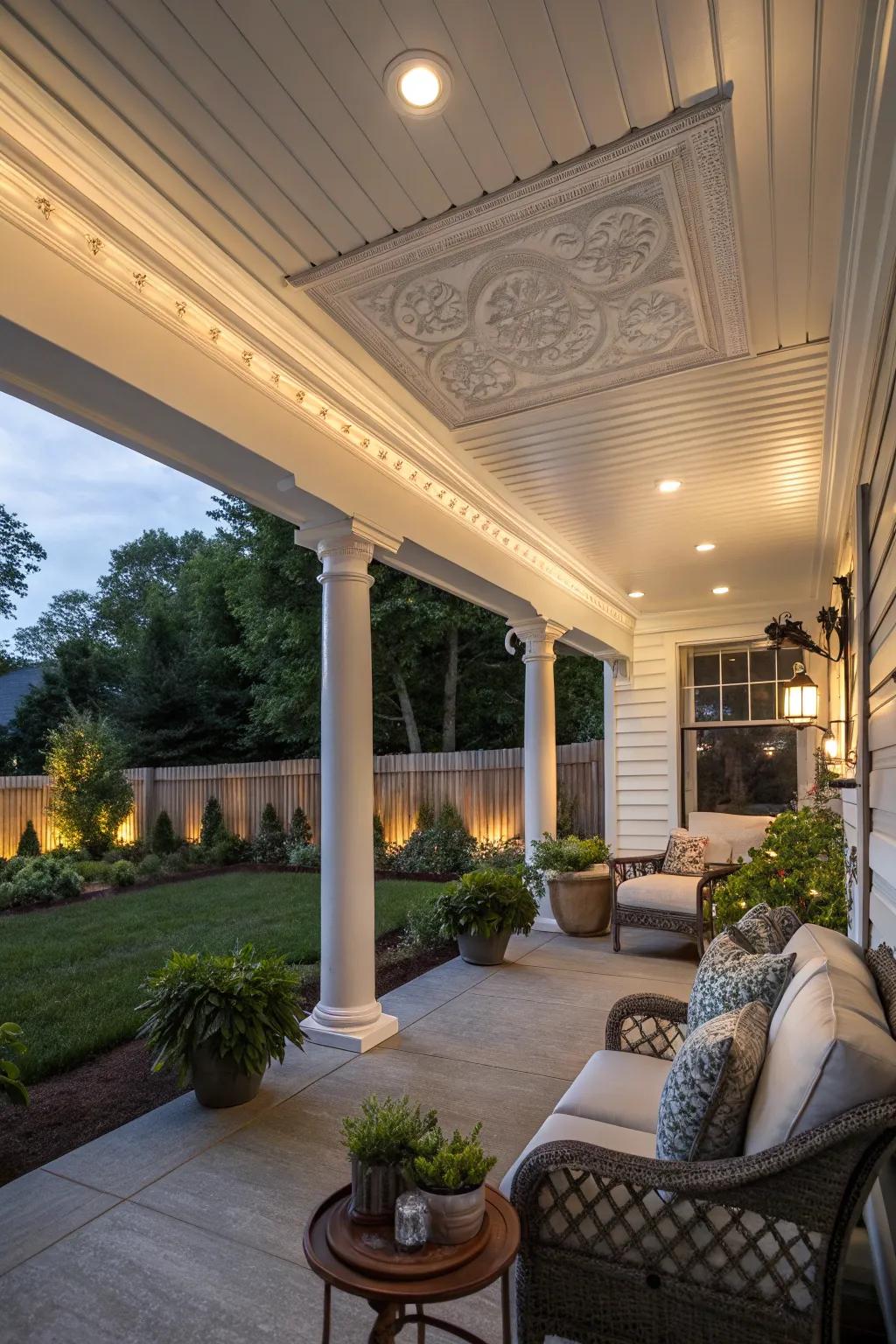 Ornamental molding on vinyl ceilings introduces elegance and refinement.