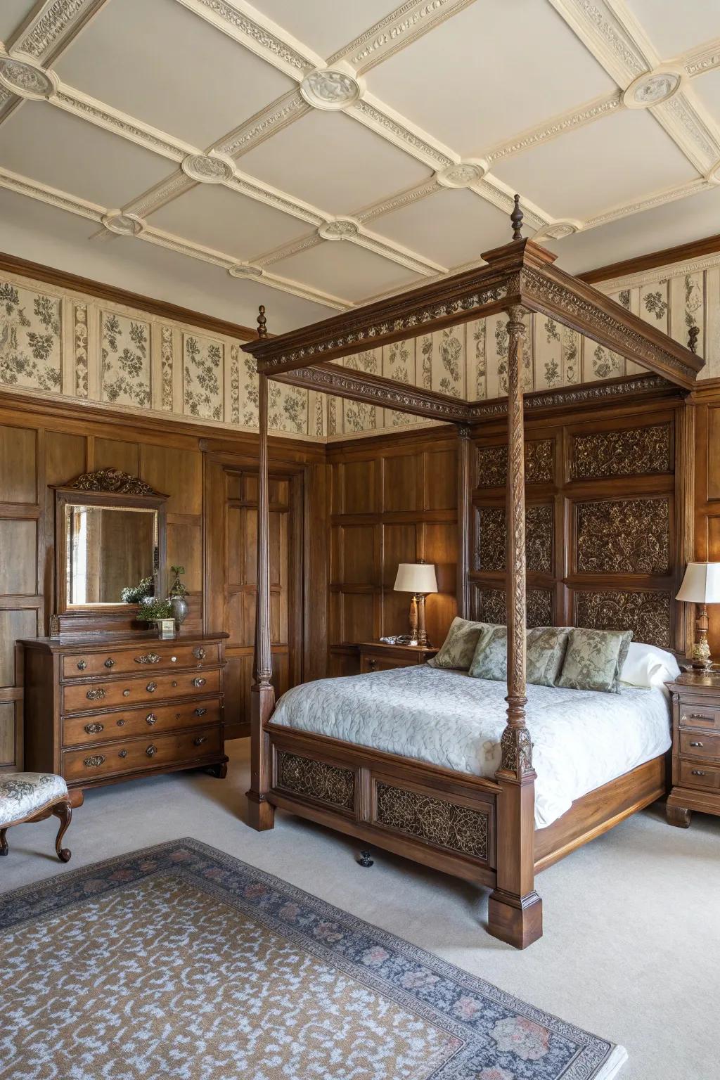 Classic era-inspired paneling radiates timeless elegance.