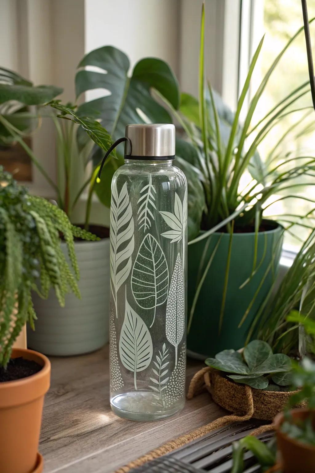 Nature-inspired water bottle designs for a serene home atmosphere.