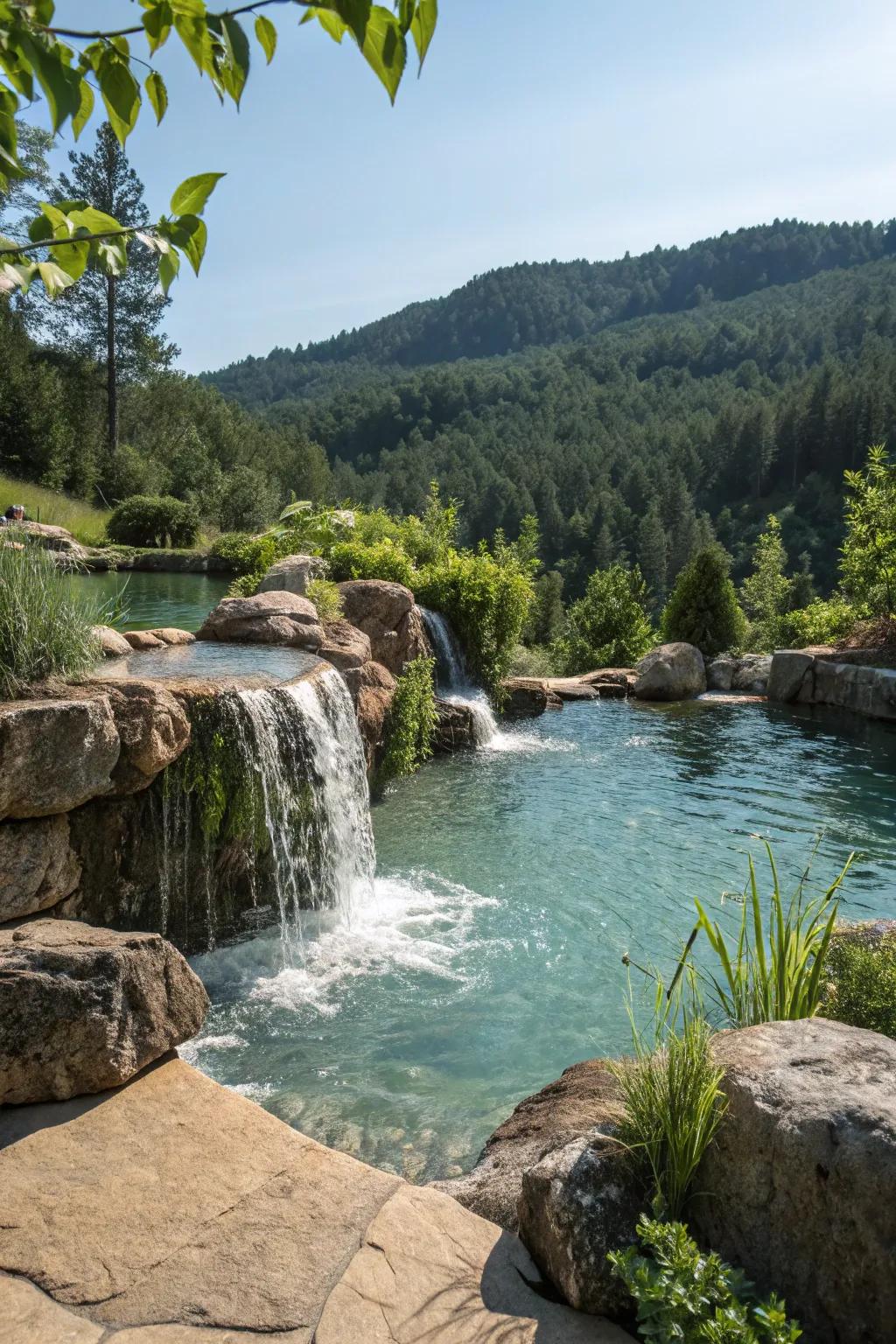 Construct a native pool fall for a refreshing retreat.
