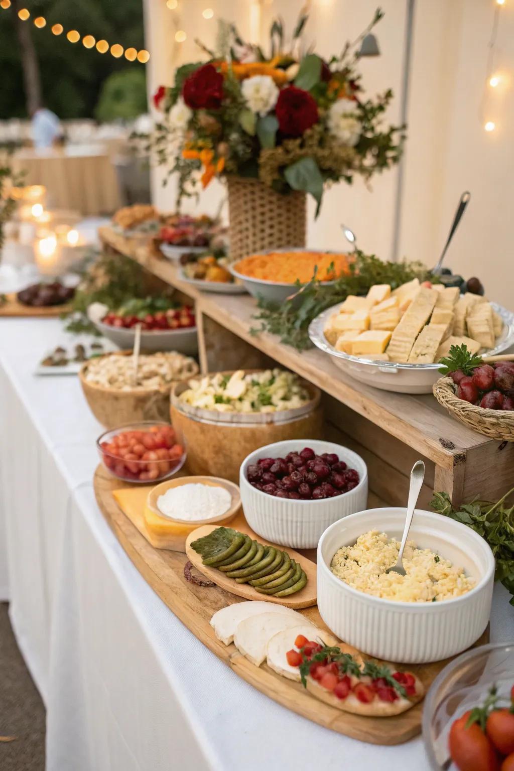A customized crostini station offers a personalized experience.