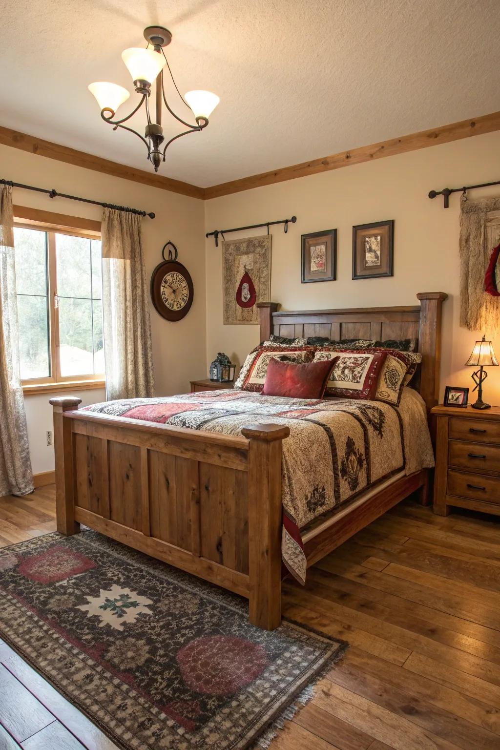 A bespoke bed frame grounds the room with western sophistication.