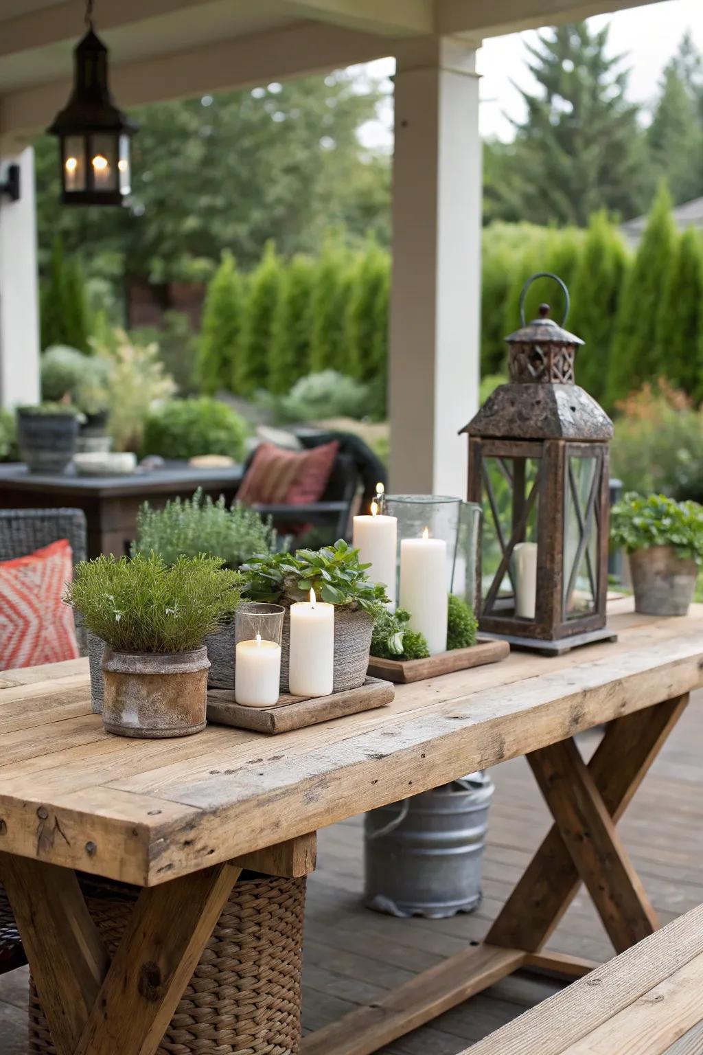 Reclaimed wood gives the patio character and makes it more sustainable.