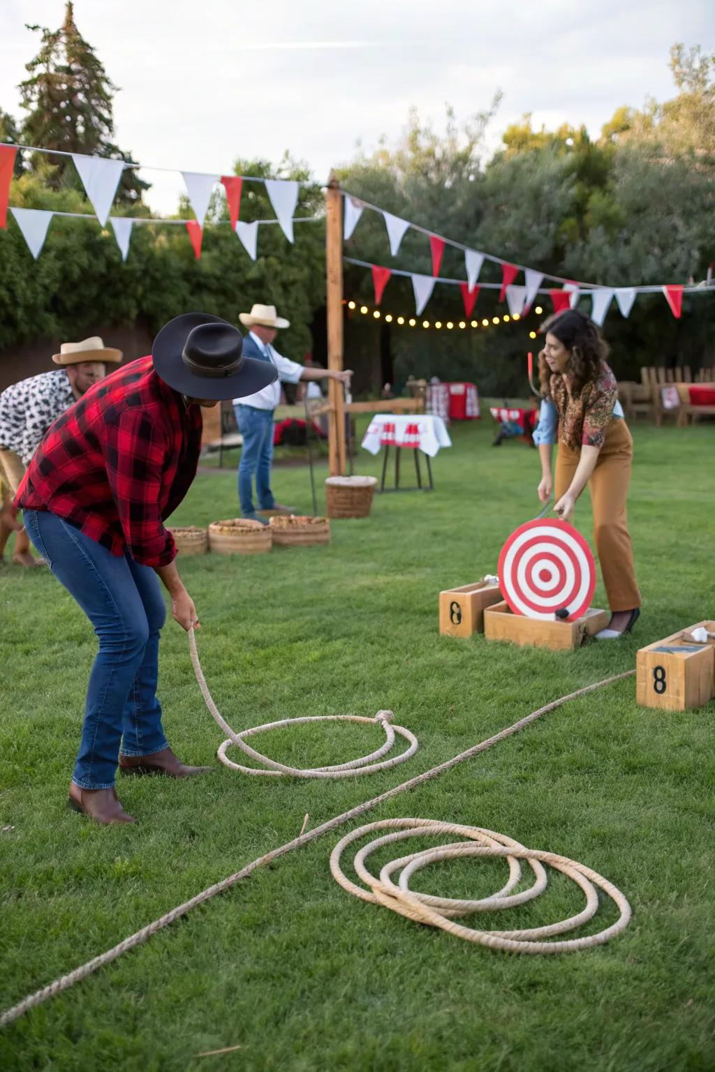 A DIY rope tossing game is an engaging activity for all visitors.