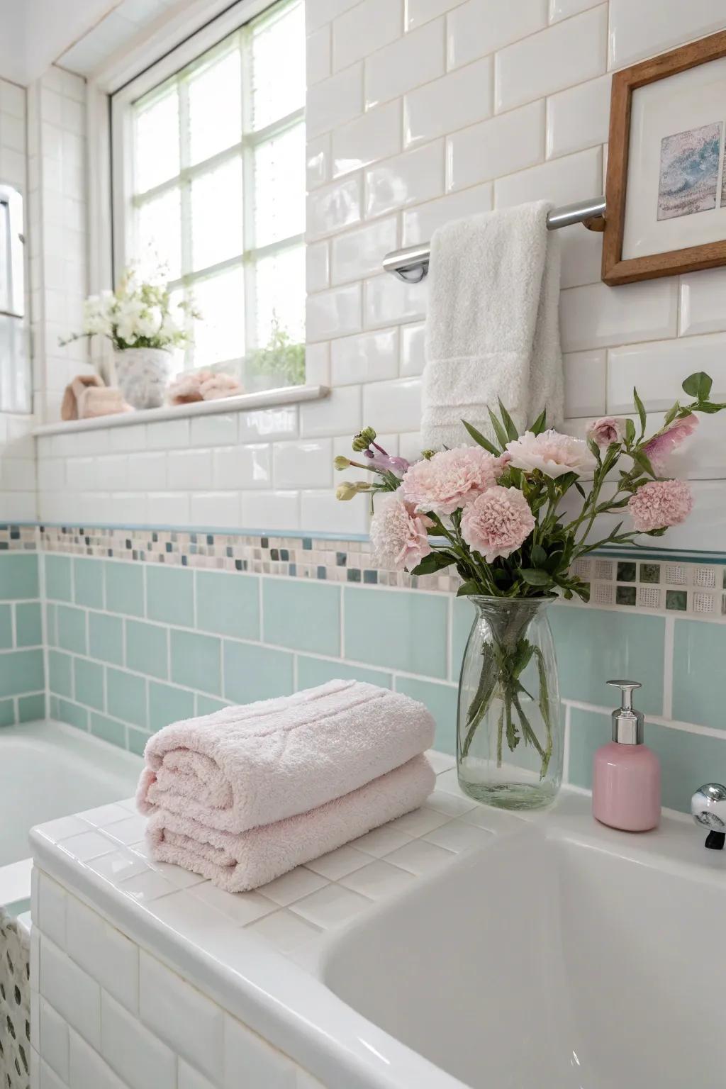 Soft hues grout creates a unique and serene aesthetic.