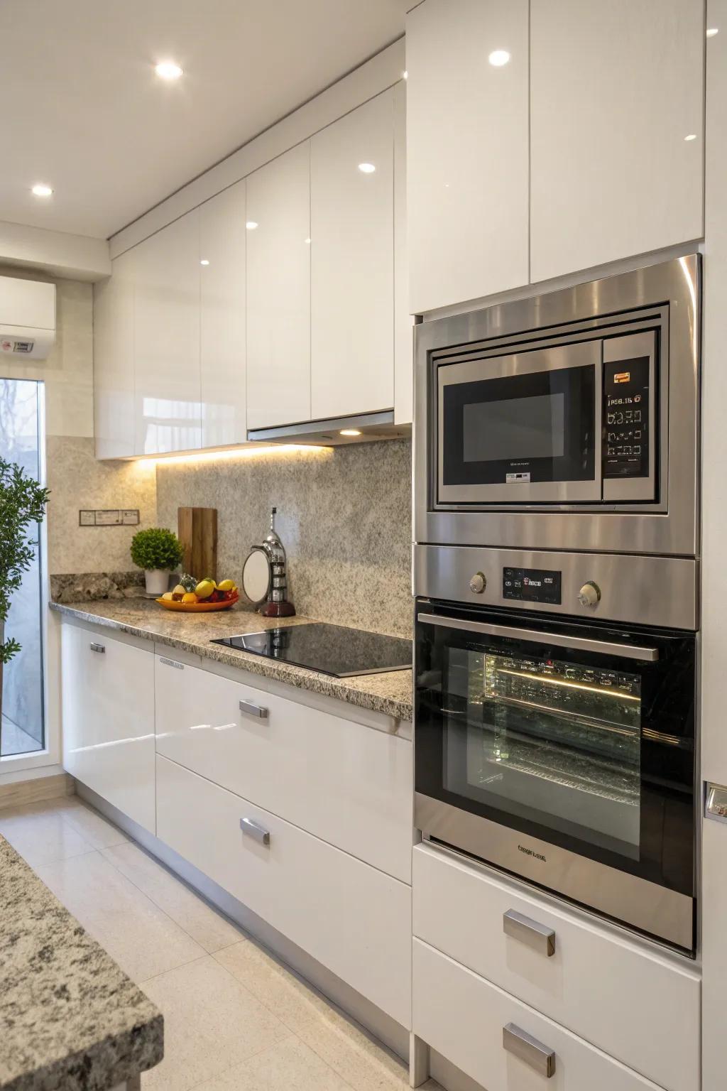 A sleek integration of electronic cooker and oven in a contemporary kitchen.