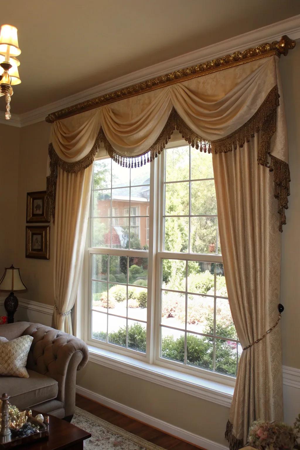 A classic valance provides a polished look to this window.