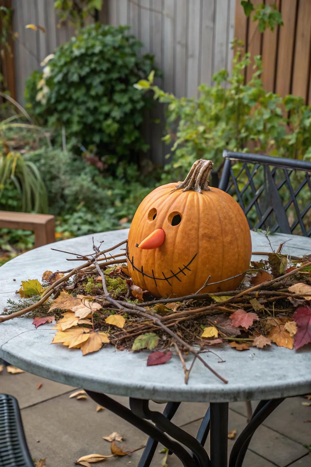 Pumpkin featuring a whimsical daucus snout.