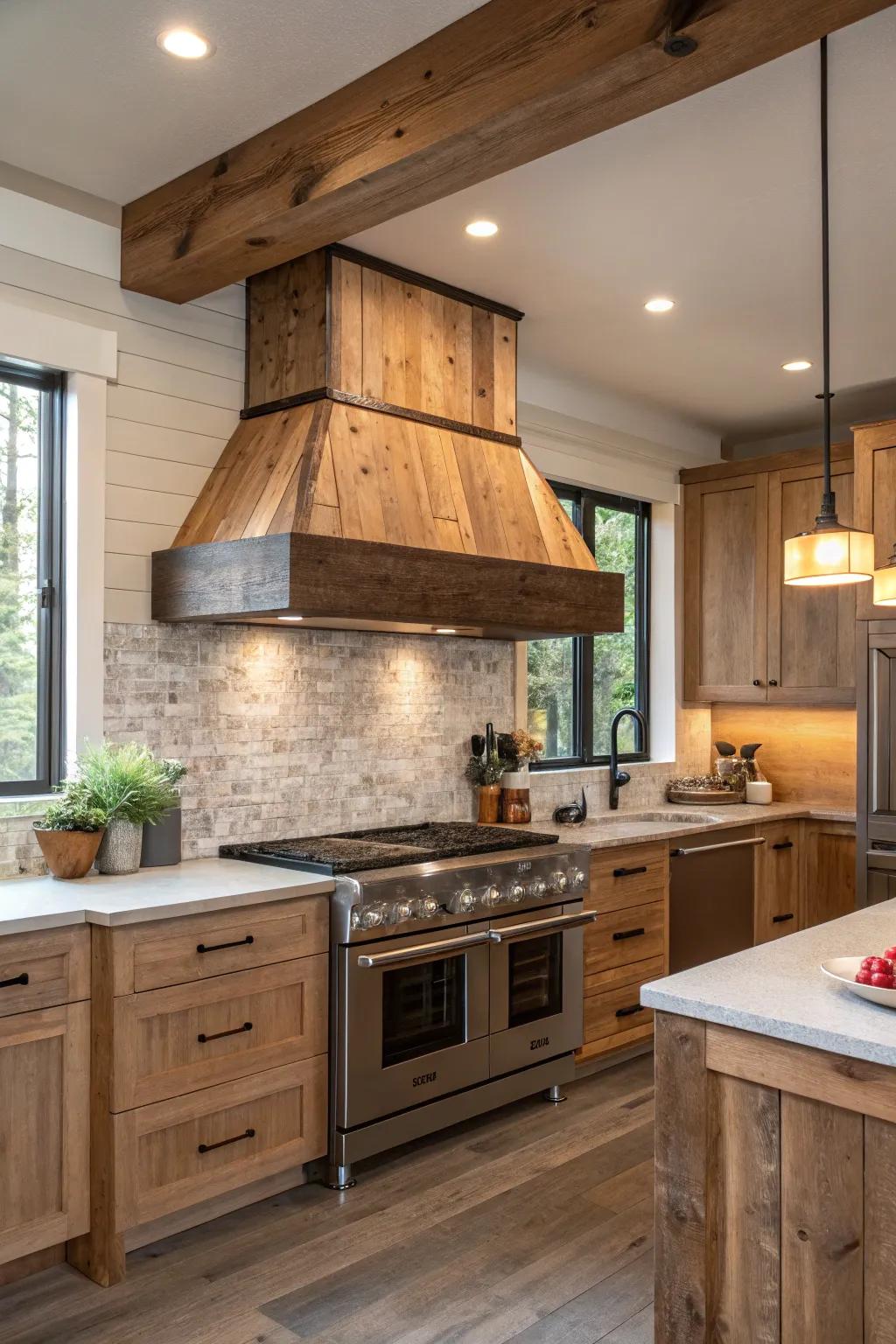 Eco-friendly wood range hoods combine sustainability with style.