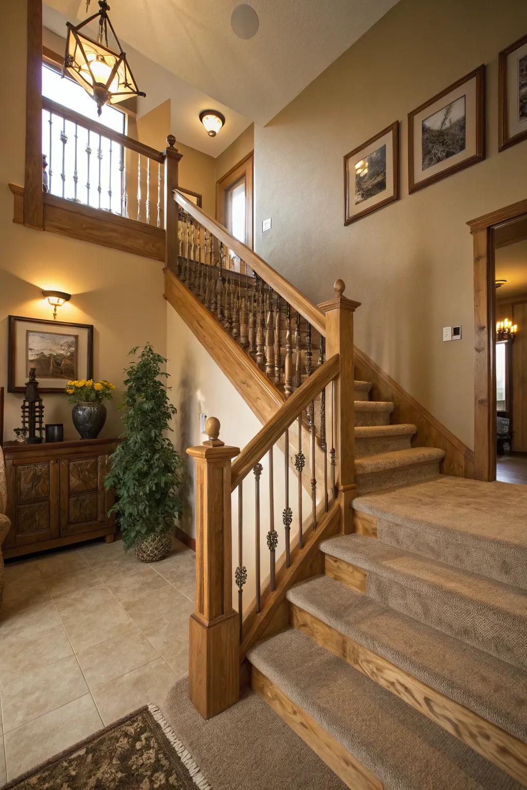 Natural charm: unprocessed timber finish on rails.