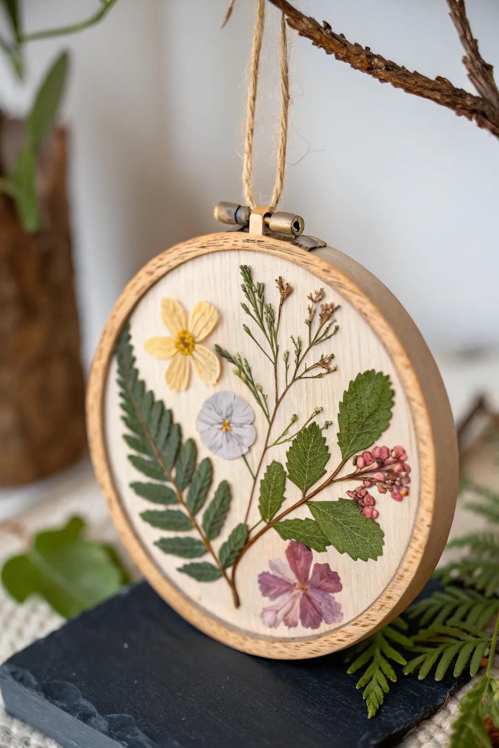 Plant art brings nature's elegance to wooden decorations.