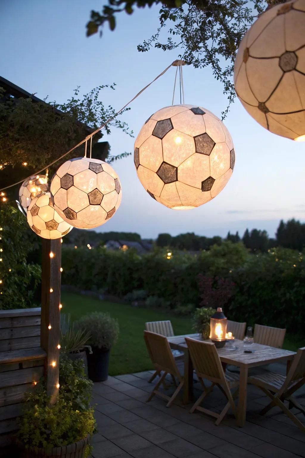 Sport ball lanterns that brighten the night with a playful glow.