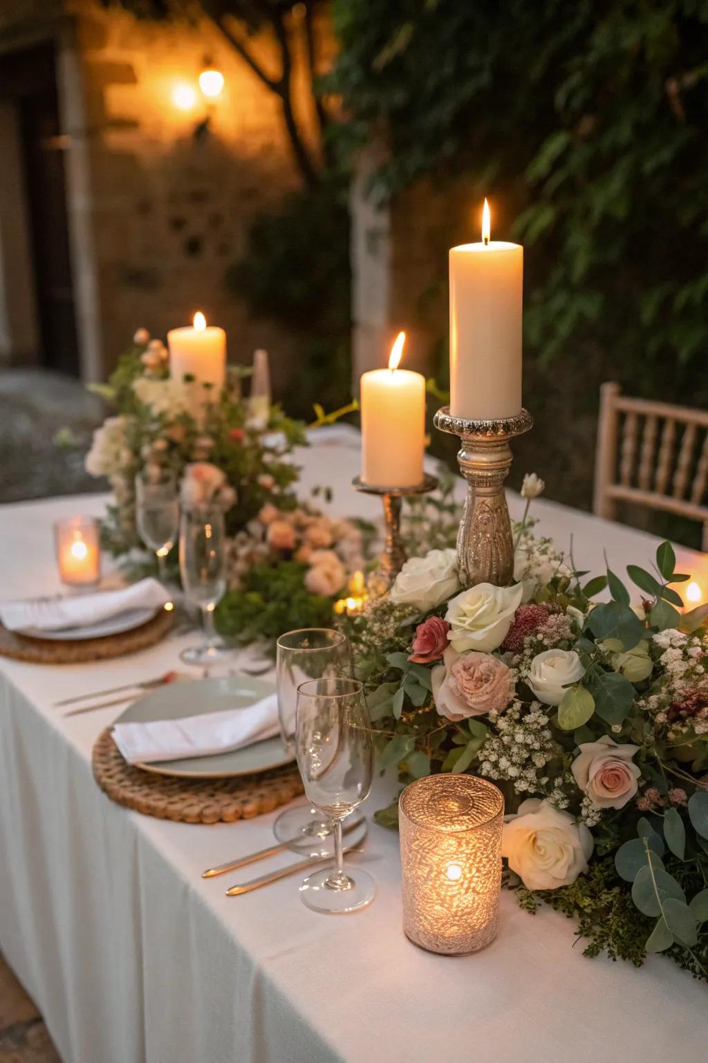 Candlelit decorations providing warmth to the party.