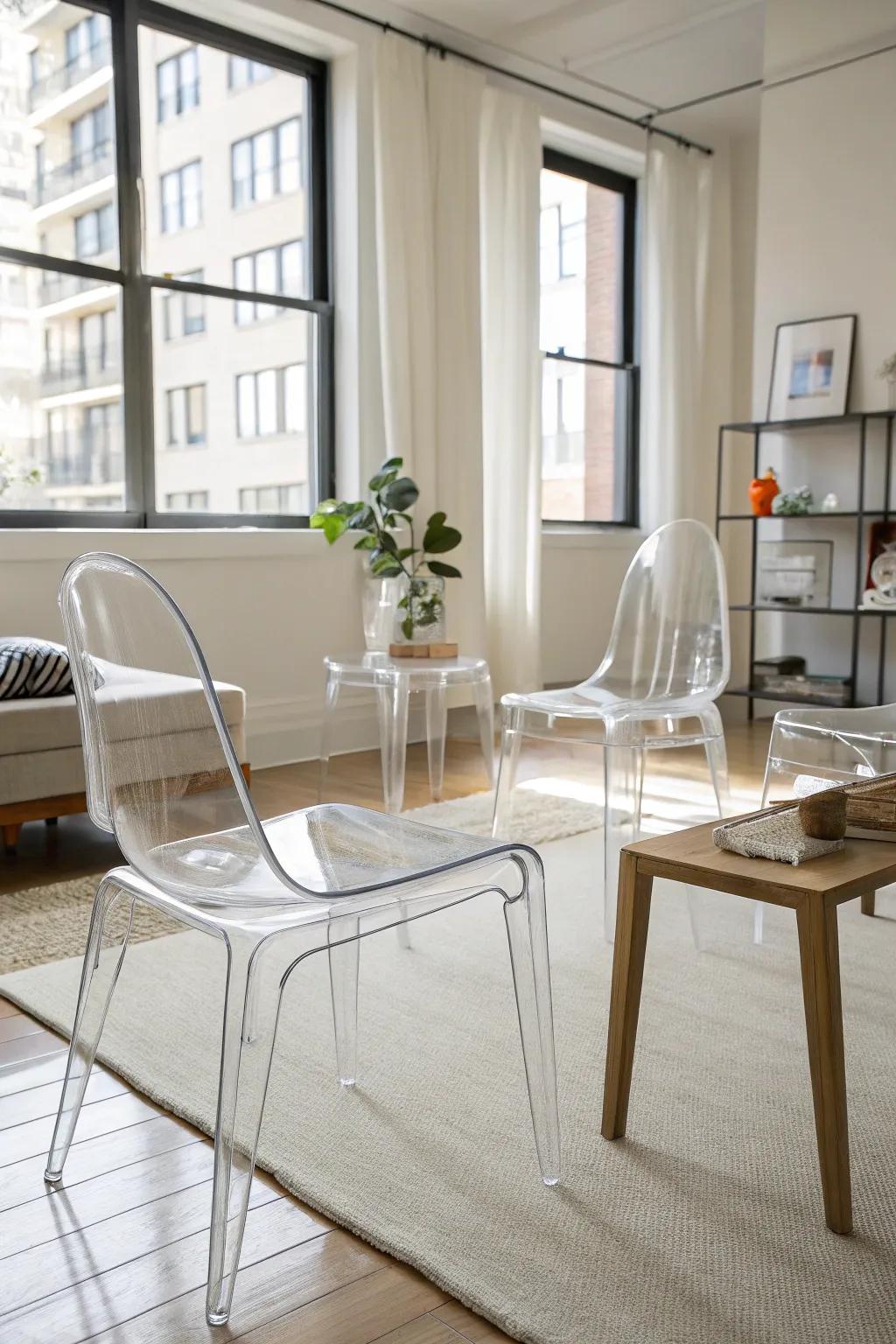 See through pieces maintain an airy, uncluttered look