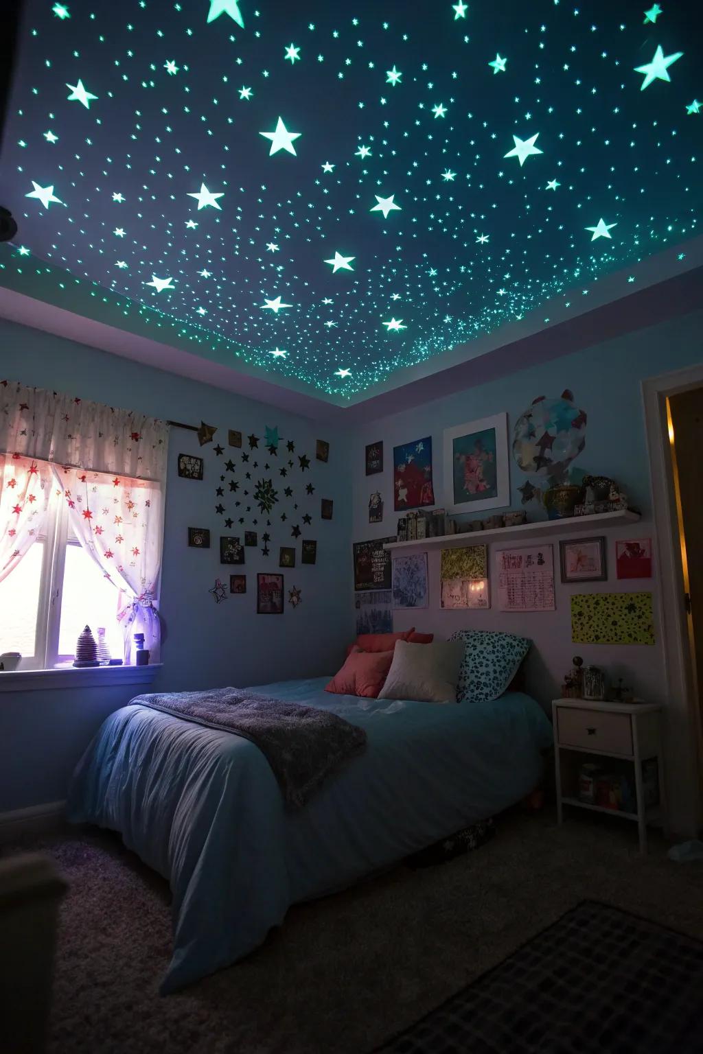 Glow-in-the-dark stars add a touch of magic to bedtime.
