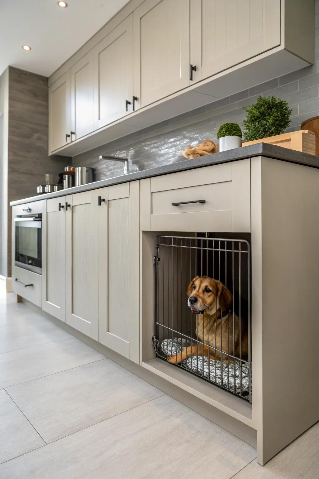 Built-in crates offer a polished and organized aesthetic.