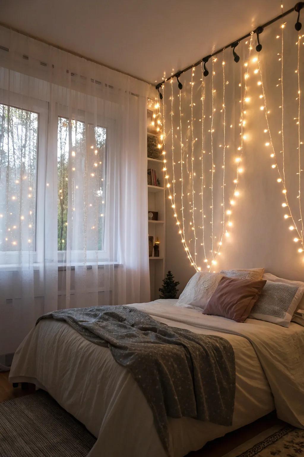 Fashion an ethereal backdrop with a light curtain.