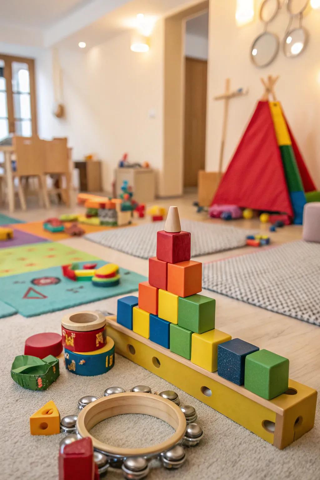 A symphony of play with blocks and music.