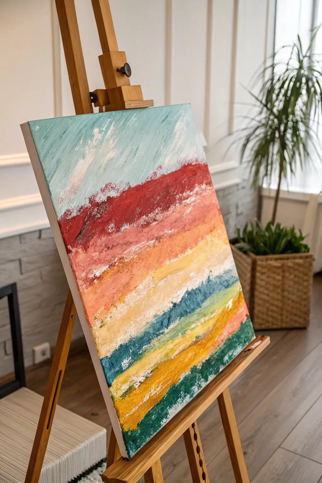 Craft depth and dimension with layered brush strokes, creating a vibrant and airy canvas.
